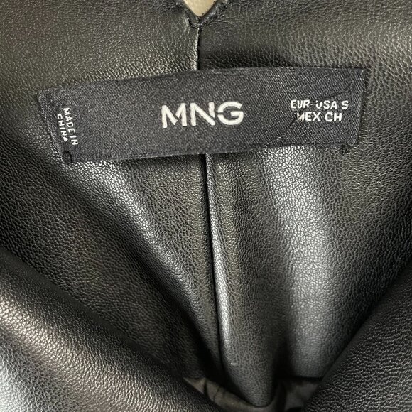 Pre-Loved MANGO Faux Leather Black Mini dress - Size S - Picture 11 of 13
